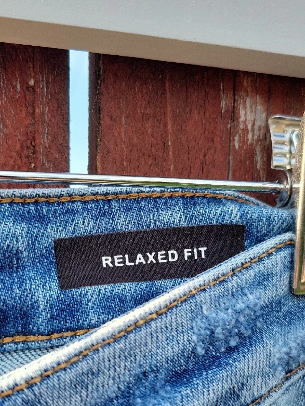 Judy Blue Relaxed Fit Straight‎ Jeans Distressed Stretch Frayed Hem Blue Denim